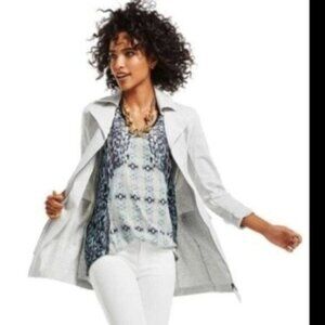 CAbi #253 Mixed Print Blue Gray Tunic Top XS
